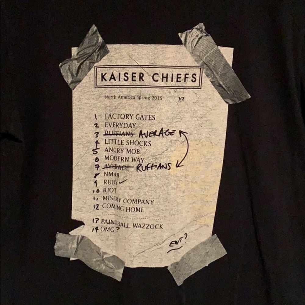 Kaiser Chiefs Tour T shirt 2015 size Large